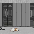 Sleek Modern Wardrobe Design With Glass Doors Hanging Clothes Storage Compartments And LED Lighting