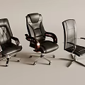 Office Chair Leisure Chair Leather Boss Chair Armchair Computer Chair Swivel Slide Wheelchair 3d model