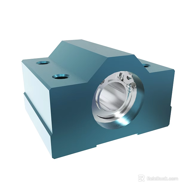 Blue Metal Mechanical Component with Circular Central Hole and Small Mounting Holes 3d model 