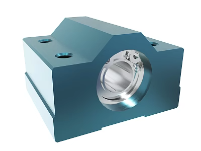 Blue Metal Mechanical Component with Circular Central Hole and Small Mounting Holes 3d model