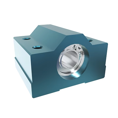 Blue Metal Mechanical Component with Circular Central Hole and Small Mounting Holes 3d model