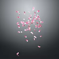 Pink Colored Confetti Pieces Floating Scattered On Dark Black Background 3d model