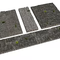 Gray Stone Stepping Stones with Various Patterns and Small Green Grass in Gaps