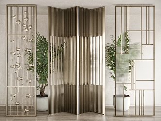 Metal Screen Partition Bronze Screen Partition 3d model