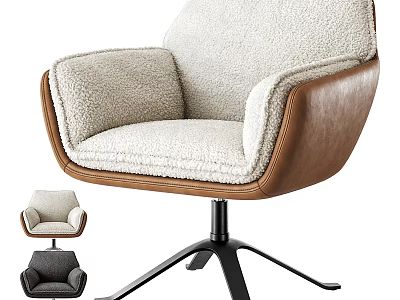 Comfortable Modern Office Chair With Plush Upholstered Seat And Leather Armrests On Five Point Base 3d model