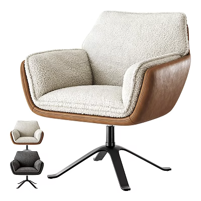 Comfortable Modern Office Chair With Plush Upholstered Seat And Leather Armrests On Five Point Base 3d model