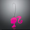 Pink Female Silhouette Charm With Silver Loop For Clothing Accessories