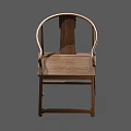 Traditional Chinese Wooden Armchair With Curved Armrests And Solid Wood Frame