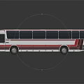 Modern White Coach Bus with Red Stripes and Large Side Windows 3d model