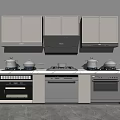 Modern Kitchen With White Upper Cabinets Black Appliances Cooktop And Range Hood