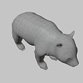 Realistic 3D Model of Standing Black and White Panda Bear in Neutral Gray Background
