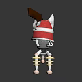 Red And Silver Mechanical Weapon With Wooden Handle And Gold Base Decorations