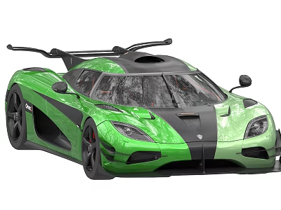 Sleek Green Super Sports Car With Black Accents And Aerodynamic Design 3d model