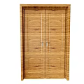 Classic Wooden Double Doors Featuring Natural Wood Grain And Silver Handles