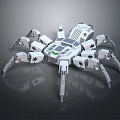 Detailed Mechanical Spider Robot Design Featuring Multiple Legs And Green Accents