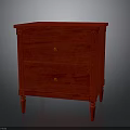 Red Wooden Nightstand Furniture With Two Drawers And Round Knobs