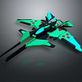 Futuristic Green And Black Aerospace Spacecraft With Sharp Wings And Glowing Details