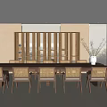 Modern Restaurant Interior with Wooden Dining Table Rattan Chairs and Open Design