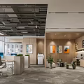 Public Office Space Modern Design With Open Layout Floor to Ceiling Windows and Green Plants