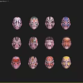 Traditional Chinese Peking Opera Masks Wall Decor With Colorful Facial Patterns