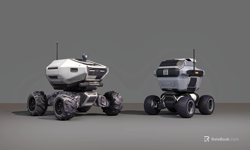 Smart Robotic Machines With Dual Designs And Large All Terrain Wheels 3d model 