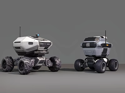 Smart Robotic Machines With Dual Designs And Large All Terrain Wheels 3d model