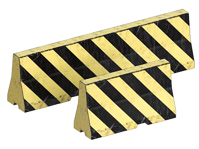 Yellow And Black Striped Traffic Barriers For Road Safety Control 3d model