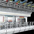 Industrial Sci Fi Scene With Mechanical Platforms Pipes And Control Panels 3d model