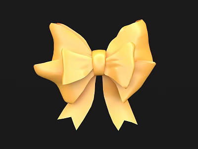 Elegant Ornament Decoration Set With Shiny Yellow Bow For Home Decor 3d model