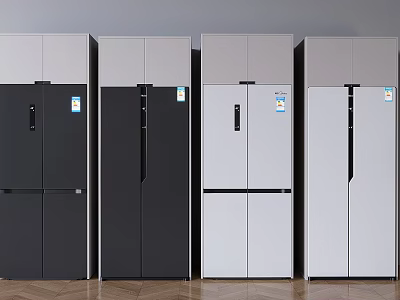 Modern Refrigerators in Black and White Colors with Sleek Design for Kitchen 3d model