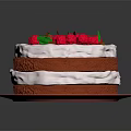 Delicious Two Layer Red Velvet Cake With White Frosting And Fresh Raspberries On Pink Plate