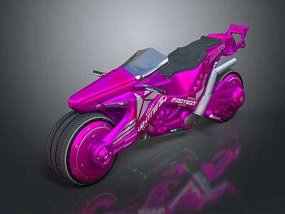 Pink Futuristic Motorcycle With Sleek Design Black Seat And Shiny Wheels 3d model