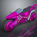 Pink Futuristic Motorcycle With Sleek Design Black Seat And Shiny Wheels