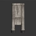 Urban Building With Multi Storey Concrete Exterior Ground Floor Archway And Yellow Black Striped Bollards