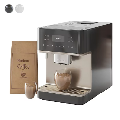Automatic Coffee Machine With Northern Coffee Bag And Fresh Brewed Coffee Cup 3d model