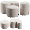 Beige Textured Fabric Ottoman Stools With Modern Design And Multiple Shapes 3d model