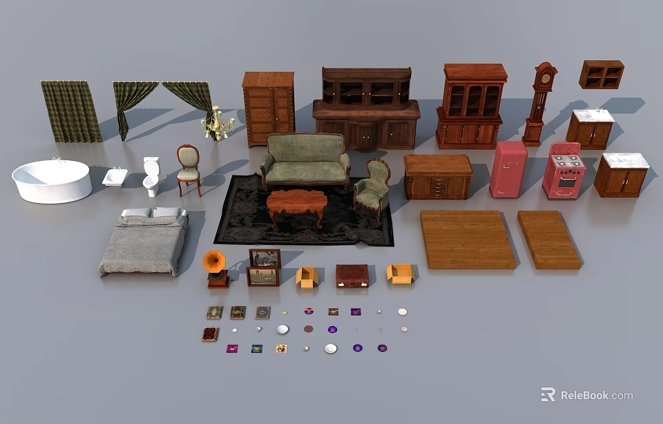 Stylish Wooden Table And Chair Set For Home Living Room With Various Designs 3d model 