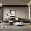 Modern Living Room Interior With Gray Sofa Brown Accent Chair And Marble Coffee Table