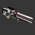 Futuristic White And Black Weapon With Long Barrel Grip And Scope Design