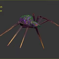 3D Rendered Purple Spider Character With Golden Patterned Legs And Vibrant Body Design