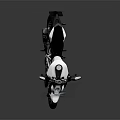 Sleek Modern Motorcycle With Bright Headlight White And Black Body Metallic Frame Reflective Surface