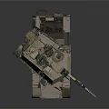 Military Combat Tank With Camouflage Turret Cannon Antenna And Flag