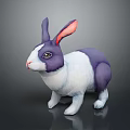 Purple And White Rabbit Stuffed Toy With Pink Ears And Soft Plush Texture