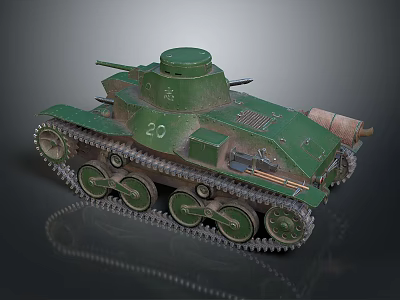 Vintage Green Military Tank Model With Number 26 And Metal Tracks 3d model