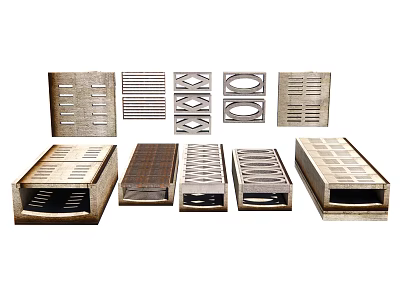 Metal Drainage Grates With Various Designs Shapes And Industrial Applications 3d model