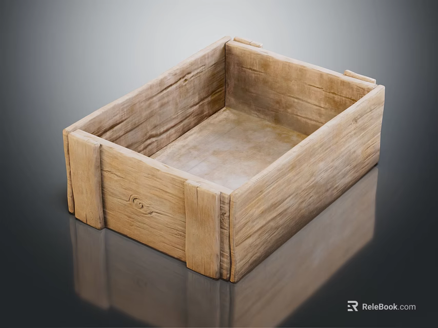 Rustic Wooden Storage Box With Solid Wood Construction And Rectangular Design 3d model