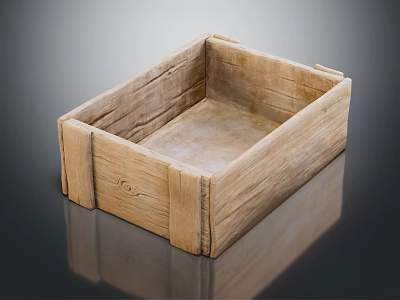Rustic Wooden Storage Box With Solid Wood Construction And Rectangular Design 3d model