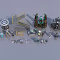 Industrial Equipment Assortment Showcasing Mechanical Parts Gears Valves And Control Panels