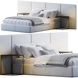 One and home modern fabric double bed 3d model