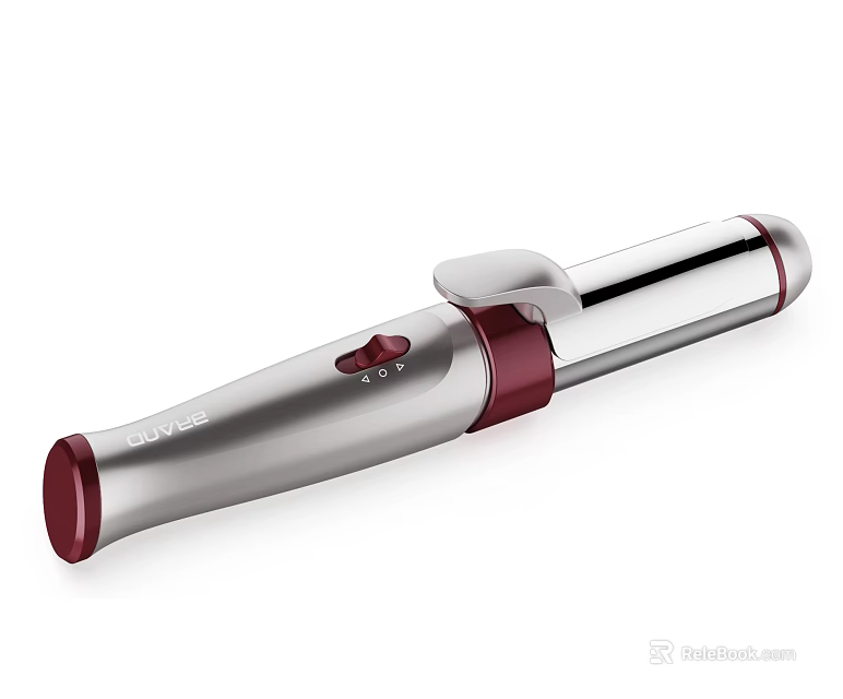 Professional LIVIS Curling Iron Silver And Red Design With Control Buttons For Hair Styling 3d model 